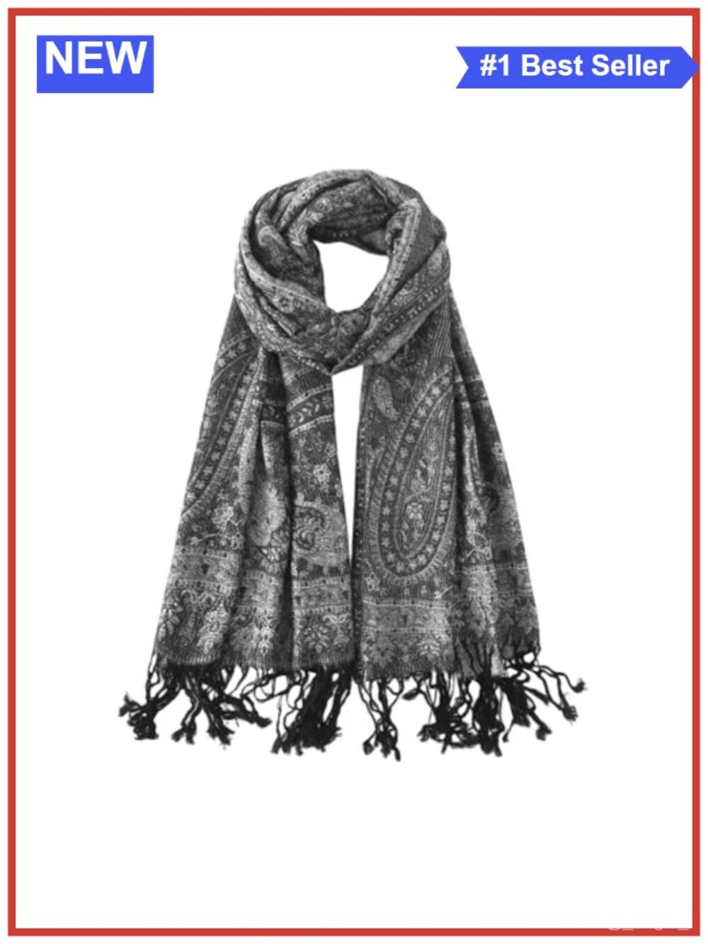 Reversible Ethnic Jacquard Paisley Pashmina Wrap Shawl Scarf